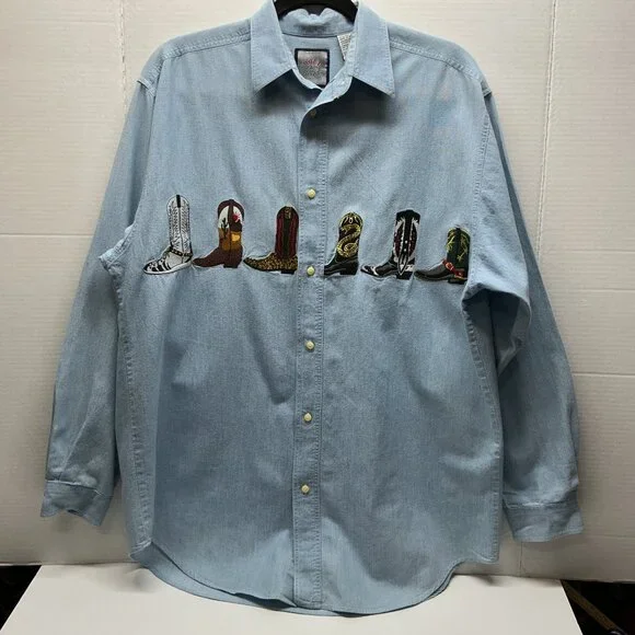 Sz. Small Wester Button Down Embroidered Boots 22.50" PTP - Picture 1 of 10